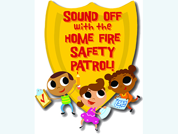 Sound Off home safety program graphic with three cartoon kids